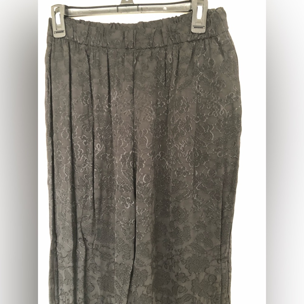Bryn Walker Made In The USA Black Embroidered Pull On High Waist Pants M